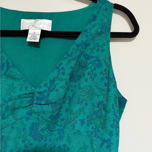 VTG 90s Floral Sleeveless Midi Dress Medium Empire Waist Mermaid Babydoll Fairy - Picture 5 of 8